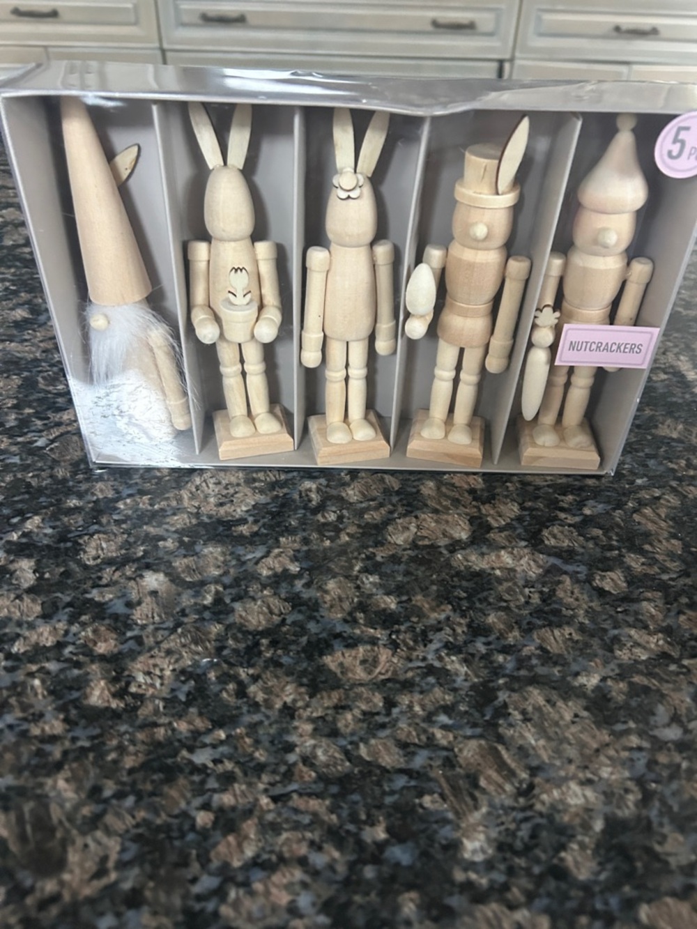 MAKERS MARKET 5 PC 6" NATURAL WOOD DIY MINI NUTCRACKERS NWT